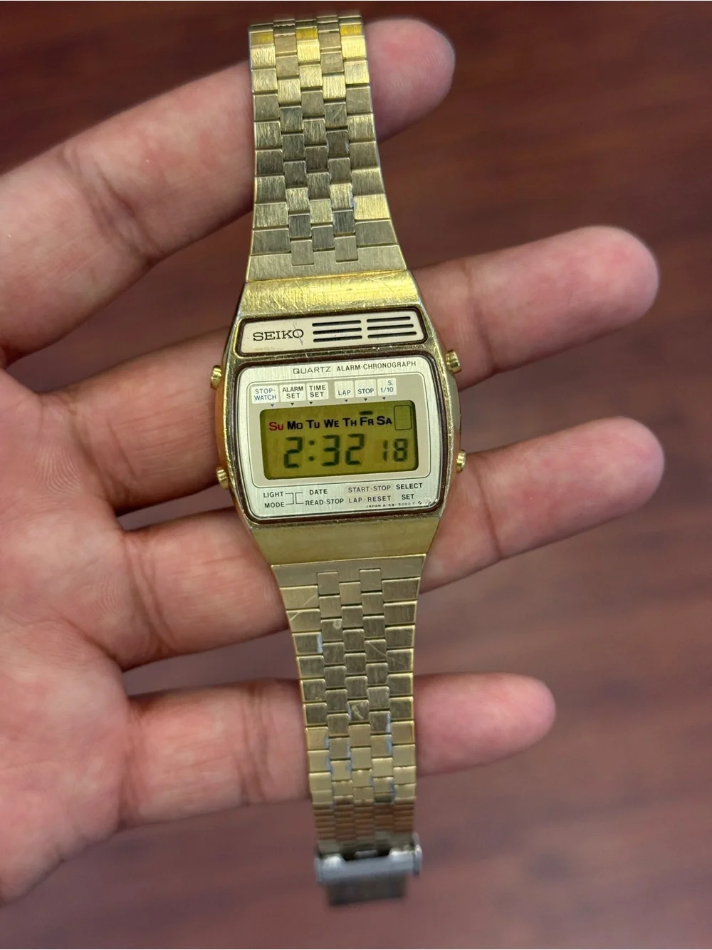 Seiko vintage Gold Digital Quartz Alarm Chronograph Japan movement Watch